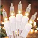 Christmas Lights 100 Count Clear White Wire UL Certified Connectable Warm White String Lights for Christmas Tree,Garland,Home,Patio, Wedding,Party,Festival Decor