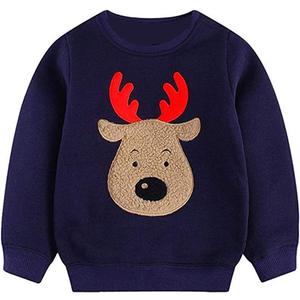 Toddler Boys Christmas Sweatshirts Long Sleeve Pullover Shirts Reindeer Sweaters Xmas Cartoon Tee Sport Tops 1-7T (3T, Dark Blue 2)