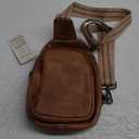Sling Bag for Women, Crossbody Bags Purse for Women Trendy Vegan Leather Chest Bag with Adjustable Guitar Strap (Mocha Brown)