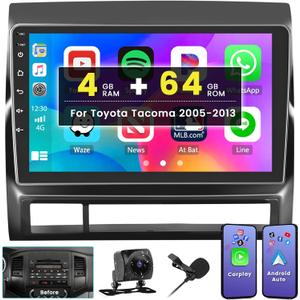 4G 64G Radio for Toyota Tacoma 2005-2013 Car Stereo Upgrade Android 13 8-Core 9'' HD Touch Screen with Wireless CarPlay & Android Auto, AHD Rearview Camera, Bluetooth, GPS Navigation
