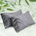 Bedsure Pillow Cases Queen, Cooling Pillow Cases, Rayon Derived from Bamboo Dark Grey Pillowcases Queen Size Set of 2, PureWoven & Soft Bedding Pillow Cover with Envelope Closure,Gifts, 20x30 Inches