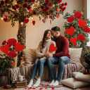 Thyle 12 Pcs Valentines Day Decorations Tree Ornaments Extra Large Red Heart Rose Picks Heart Cute Valentines Picks for Valentine's Day Tree Topper Home Vase Wedding Office Decor