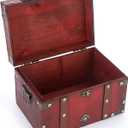 ELLDOO Vintage Treasure Chest, Pirate Keepsakes Box for Gifts, Wooden Storage Box Decorative for Jewelry Pearl Trinkets Tarot Cards, Medium
