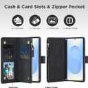 for Samsung Galaxy S25-Wallet Case: for Galaxy S24 Case with RFID Blocking Card Slots (6 Cards) | Soft PU Leather Magnetic Snap Zipper Pocket | Wrist Strap Protective Phone Cover - Black