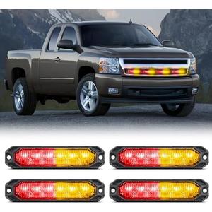 Nilight 6LED Emergency Strobe Lights Ultra slim Surface Mount Hazard Caution Light bar 12-24V Sync Feature Warning Flashing Light kit for Truck Car Vehicle ATV SUV UTV Red and Yellow