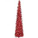 Red Christmas Tree, 5ft Collapsible Pop Up Tinsel Christmas Tree for Holiday Party Xmas Decor, Home Office Farmhouse Fireplace Decoration, Red-1