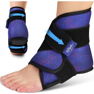Hilph Ankle Heel Ice Pack Wrap for Swelling & Achilles Tendonitis, Reusable Ice & Compression Therapy Flexible Foot Gel Ice Pack Wrap for Ankle Sprain & Plantar Fasciitis Pain Relief (Blue, 1 Pack)