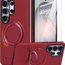 JAME for Samsung Galaxy S26 Ultra Case, Ring Holder Stand Kickstand, Dual Layer Shockproof Protective Cover with Screen Protector, Magnetic Accessory Friendly Galaxy S26 Ultra Phone Case 6.9", Red