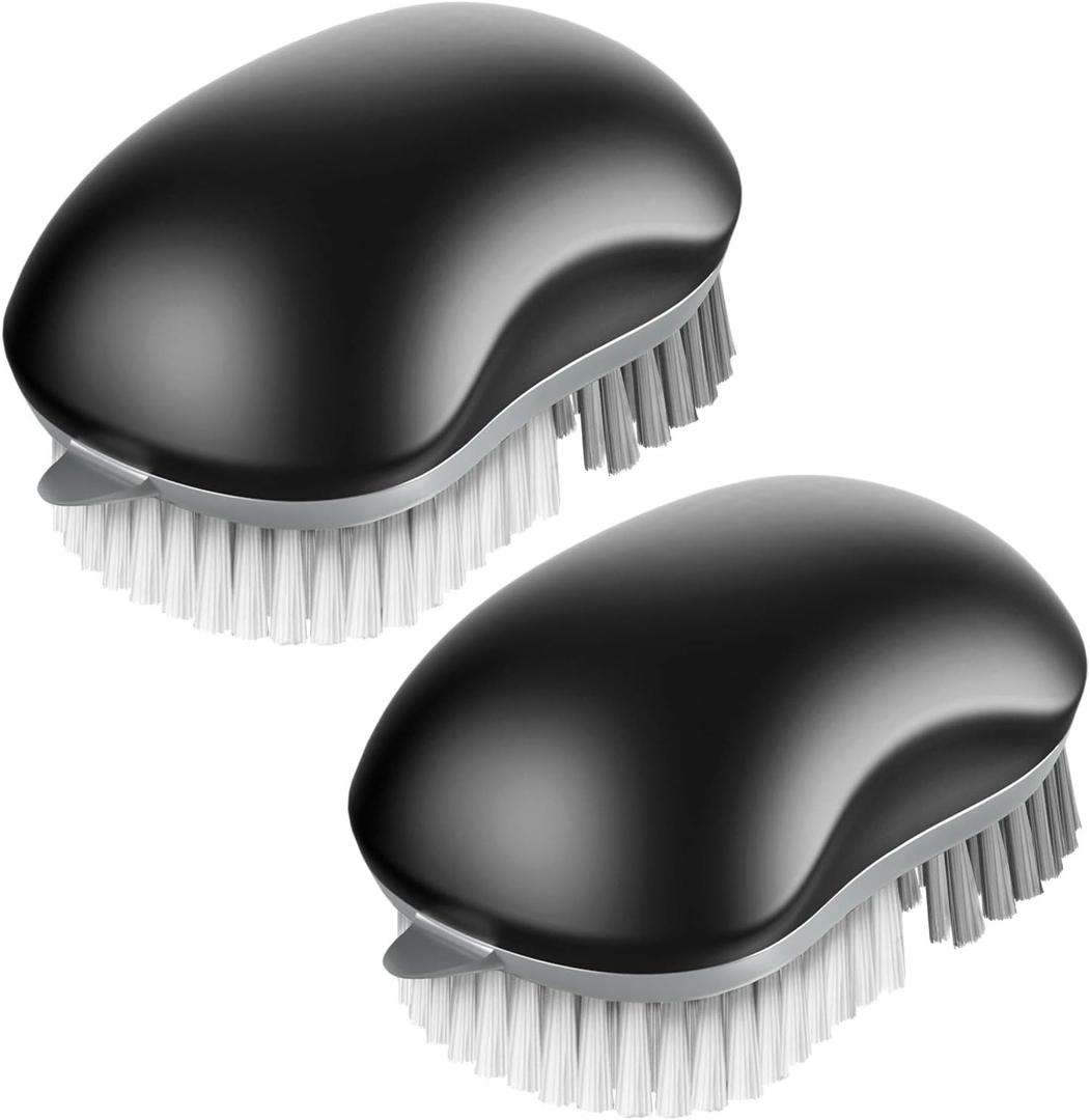 MR.SIGA Fruit and Vegetable Cleaning Brush with Non Slip Comfortable Grip, Pack of 2, Black
