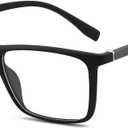 GUDVUE Mens Blue Light Glasses Rectangle Computer Glasses Gaming Glasses, Black/Gunmetal