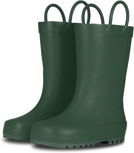 Lone Cone Premium Natural Rubber Rain Boots for Toddlers and Kids with Solid Design Dark green Toddler Size 6