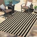 LEEVAN Outdoor Patio Rug 3x5, Washable Black and White Outdoor Rug, Outside Welcome Mat Striped Porch Door Mat Outside Entrance Layered Indoor Doormat