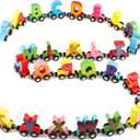 Wondertoys 27 PCS Wooden Alphabet Train Toy Wooden Magnetic Alphabet ABC Train Set