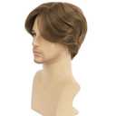 Mens Short Brown Wig Straight Boy Wig Middle Part Synthetic Cosplay Costume Halloween Wig for Fancy Dress