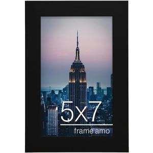 Frame Amo 5x7 Black Modern Picture Frame, 1 inch Border, Acrylic Front, for Wall or Table
