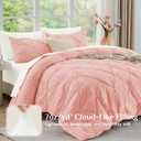 JOLLYVOGUE Full Size Comforter Sets 7 Pieces - Bed in a Bag Full for All Season, Pintuck Bedding Comforter Sets with Comforter, Flat Sheet, Fitted Sheet and Pillowcases & Shams, Pink & Ivory