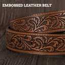 SANSTHS Cowboy Belt Western Belts for Men Women, Western Leather Belt Cowboy Cowgirl Belt Embossed Leather Belt for Jeans (Brown)