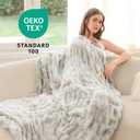 Faux Fur Throw Blanket Ultra Soft & Fluffy with Ruched Design, Cozy Giftable Decorative Blanket for Couch or Bed, Tie-Dye Gray & White, 50"x60"