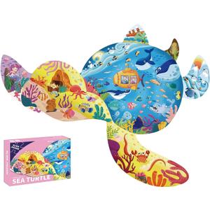 PINU Jigsaw Puzzles for Kids Ages 3-5, 6-8, 8-10, Children Colorful Fun Animal Shaped Puzzle Learning Educational Toys Gifts Games for Boys and Girls (Sea Turtle-136 PCS)