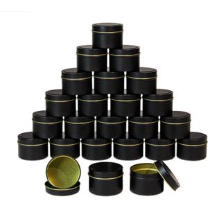 Aroparc Black Tins 4oz, Bulk Making Tins 24 Piece Containers, Jars for Candle Making - Black