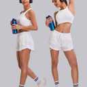 Blooming Jelly Athletic Shorts for Women High Waisted Running Shorts Zip Pocket Gym Elastic Workout Quick Dry Sporty (White, M)