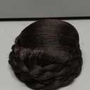 Funyn Small SizeSynthetic Hair Chignon Bun Donut Braided Hairpieces Scrunchie Clip in Hair Bun Extensions Straight Updo for Wedding Party Costume (#2/33 (Dark Brown/Dark Auburn Brown)