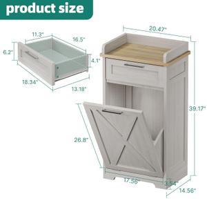 YITAHOME Tilt Out Trash Cabinet 10 Gallon, Wooden Free Standing Kitchen Trash Recycling Cabinet with Drawer, Tilt-Out Hamper for Kitchen Island, 20.5" W x 14" D x 39" H, Off White YITAHOME Tilt Out Trash Cabinet 10 Gallon, Wooden Free Standing Kitchen Trash Recycling Cabinet with Drawer, Tilt-Out Hamper for Kitchen Island, 20.5" W x 14" D x 39" H, Off White