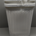 Mind Reader Slim Laundry Hamper with Lid, 40L Clothes Basket, Premium Wicker Design, Plastic, Set of 2, White