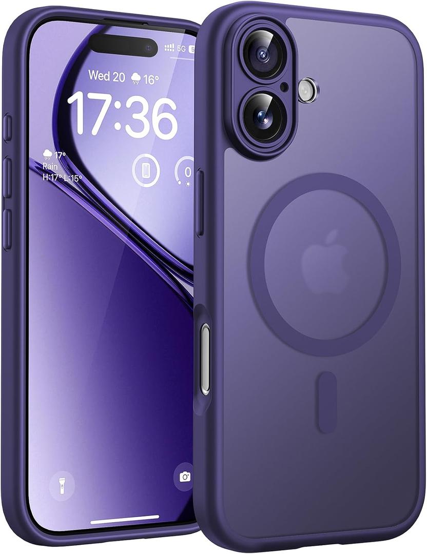 TOCOL for 17Case, Full Camera Protection, Built-in Magnetic Ring, Compatible with Magsafe Charger, Drop Protection, Translucent Matte Phone Case for 17 6.3 inch (Midnight Purple)