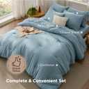 Bedsure Dusty Blue Bed Set Queen Size, Soft Bed in a Bag 7 Pieces, Alternative Comforter Set for All Seasons, Breathable Marshmallow Prewashed Bedding Set with Comforters, Sheets, Pillowcases & Shams