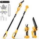 4-in-1 Cordless Pole Saw & Electric Pruning Shears for DeWalt 20V Battery, 8 Inch Brushless Mini Chainsaw with Extension Pole, 15 Ft Reach, Auto Oiling, for Tree Trimmer Branch Cutter(NO Battery)