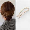 U Shape Hair Pins Vintage Hair Fork Metal Hair Sticks Pin Minimalist Hairpin Bun Holder Sticks French Hair Accessories for Women and Girls Gifts (Gold)