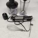 Reemix Immersion Blender, 5 in 1 Hand Blenders, 1000W Copper Motor Handheld Blender with Frother, Whisk, Beaker, Chopper Attachements, Stainless Steel Blades, Black