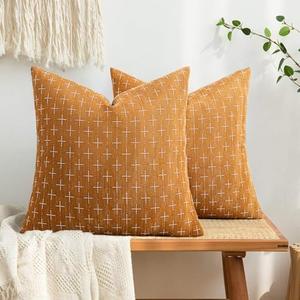 Zwjd Pack of 2 Decorative Burlap Linen Throw Pillow Covers Farmhouse Pillowcases Modern Rustic Woven Textured Cushion Cover for Sofa Couch Bed 18x18 Inch Hazel