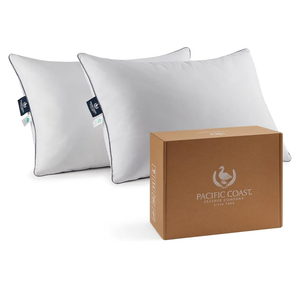 Pacific Coast Goose Feather and Down Bed Pillows Standard Size Set of 2, Hotel Pillow for Sleeping, Downproof, Soft, Fluffy, 100% Cotton Shell