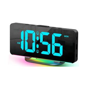 Digital Alarm Clock, Large LED Digital Clock for Bedrooms with 10 Color Changing Night Light, Adjustable Brightness, USB Charging Port, Bedside and Desk Clock for Living Room Office Decor (Black)