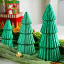 2 x 3Pcs Artificial Christmas Tree Decorations Glittering Foam Tabletop Xmas Tree Modern Christmas Centerpiece Decor for for Table Mantel Home Holiday Party Decor(Green)