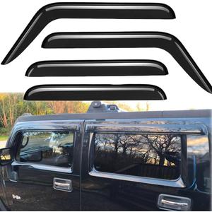 Original 4pcs Wind Deflector, Outside Mount Tape-On Rain Guards Set, Sunroof Side Window Visors Compatible with 2005-2009 Hummer H3 94501