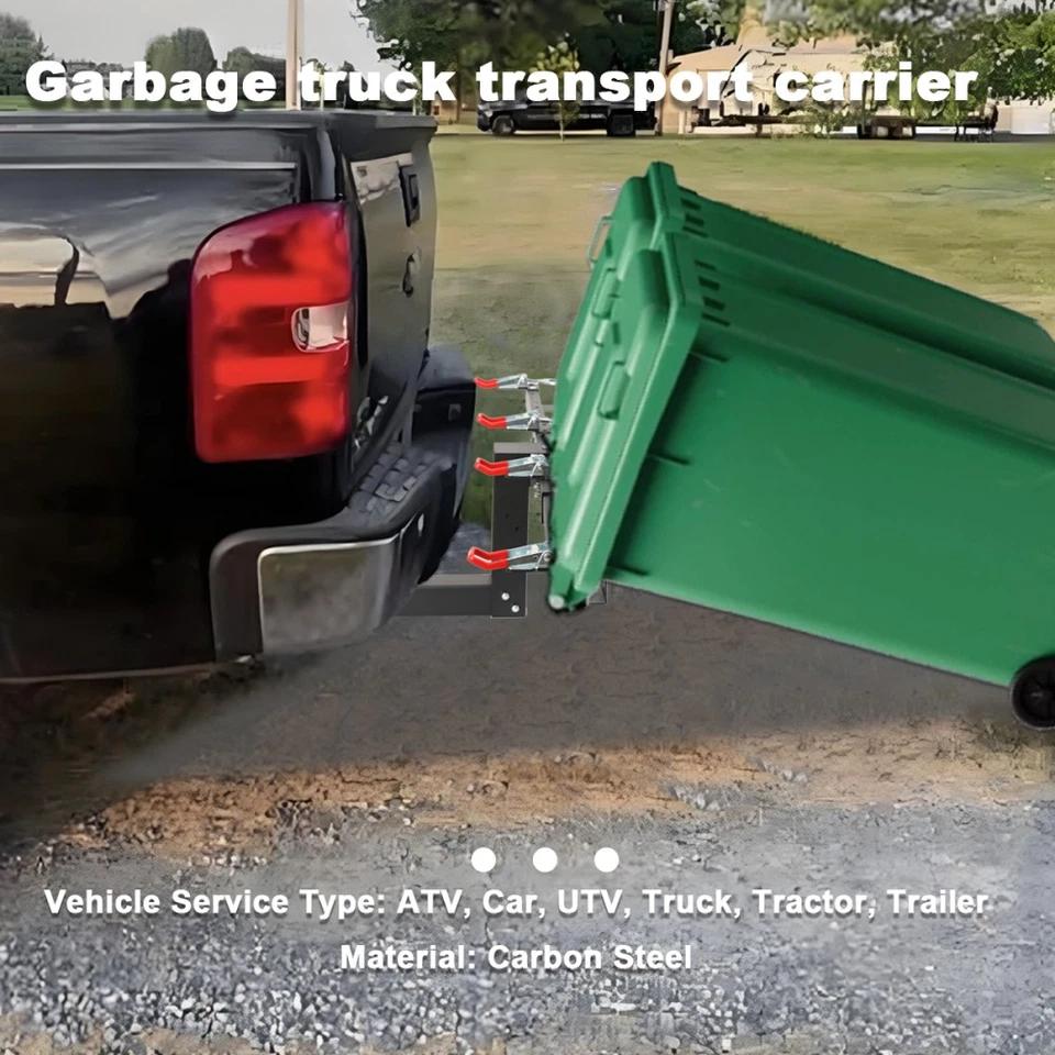 YUEYIN Dual Trash Can Hauler Hitch - Enhanced Thickness, Heavy Duty Steel Adjustable Garbage Can Towing Hitch with Lock Structure, Compatible with 2" Receivers for Pickup/UTV/ATV/SUV/Lawn Tractor