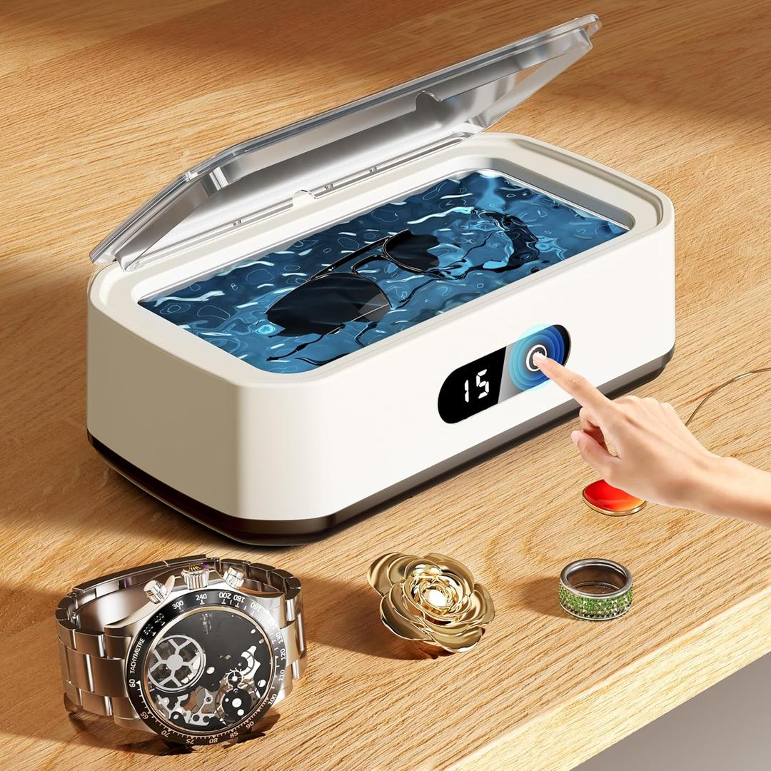 50KHz 40W Portable Professional Ultrasonic Jewelry Cleaner, 5 Cleaning Modes, 650ml 304 Stainless Steel Tank Ultrasonic Machine, Fits Jewelry, Eyeglasses, Rings, Watch Straps, Dentures
