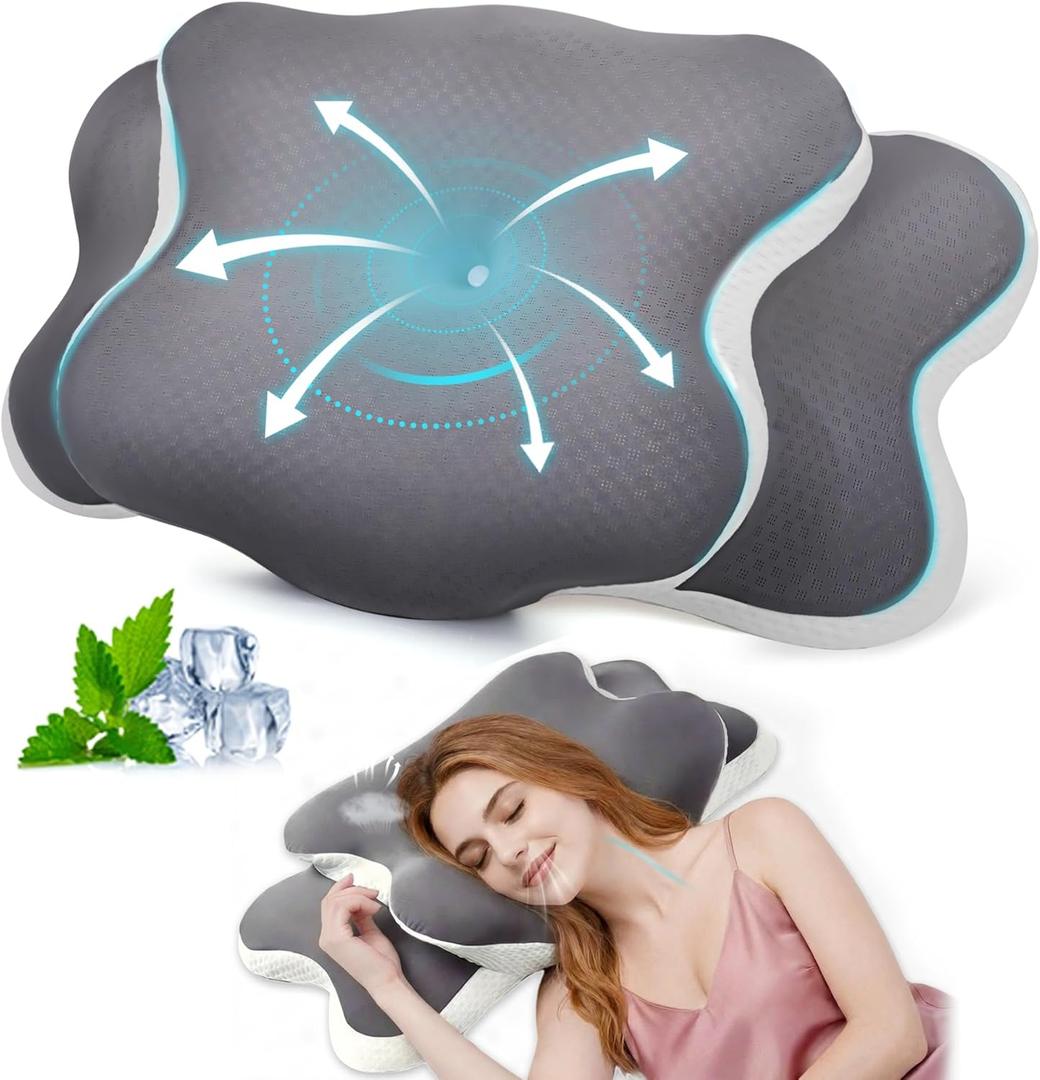 Sleep Apnea Pillow, Ergo Pillow for Sleep Apnea, Cervical Neck Pillow for Neck Pain Relief, Sleeping, and Snoring Relief, Orthopedic Therapy Memory Foam Contour Cooling Pillow for Side, Back