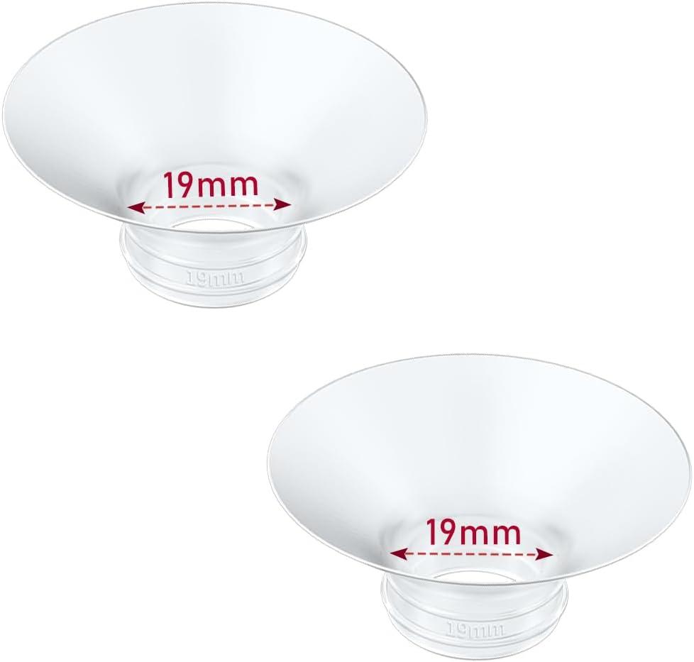 Flange Insert 2PCS 19mm Compatible with Momcozy M9/M6/M5/S12 Pro/V1 Pro/V2 pro, Spectra/Medela/Elvie/NCVI/TSRETE/eufy/Lansinoh/Paruu/MomMed Breast Pump 24mm Shields/Flanges (2pcs-19mm)