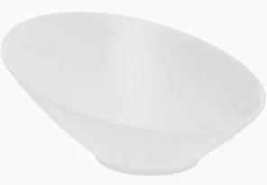 Disposable Angled Plastic Bowls Round Large Serving Bowl, Elegant for Party's, Snack, or Salad Bowl, White, Pack of 12, 9.5x7 inches