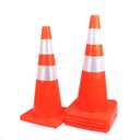 [ 12 Pack ] 28" Traffic Cones Plastic Road Cone PVC Safety Road Parking Cones Weighted Hazard Cones Construction Cones for Traffic Fluorescent Orange w/4" w/6" Reflective Strips Collar