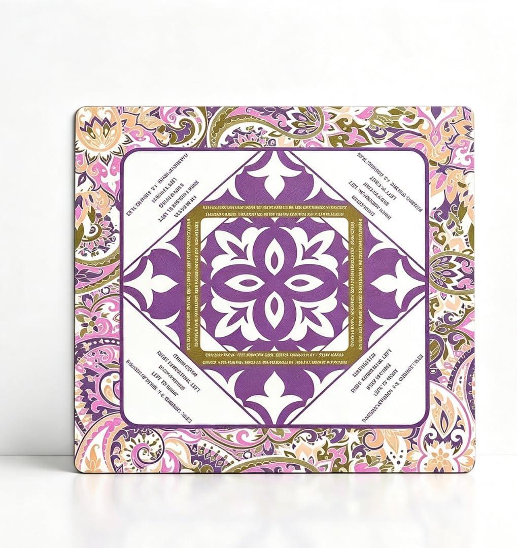 Mhajong Mat for Table 31.5x31.5 Inch, No-Crease, Anti-Slip, Noise-Reducing American Mahjong Mat, Neoprene Mahjong Table Mat for Poker, Card, Board (Purple), 33x33x0.08 inches