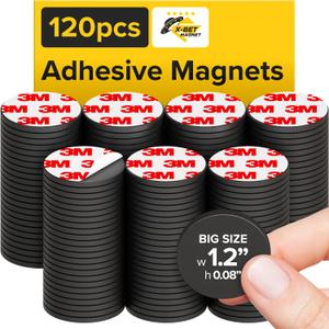 Hyper-Sticky Magnets with Adhesive Backing - (1.2'' x 0.08'', 120 pcs) Strong Magnetic Dots for Whiteboard, Fridge, Crafts - Easy-to-Cut Stickers for Planning and Organization