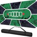 HAA PEEL HADREEI 70 x 35 Inch Poker Mat Texas Hold’em Table Top for 6–8 Players, Non-Slip Rubber Poker Layout with Carrying Bag for Poker Night Blackjack Casino Games