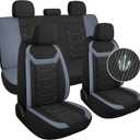 3D Air-Mesh Car Seat Covers Full Set, Breathable and Split Bench Compatible Seat Covers for Cars, Universal Car Interior Covers for Most Cars Sedan Truck SUV(Black/Gray)