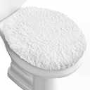 Microfiber Elongated Toilet Seat Cover 19.5"x 15" Machine Washable Solid Toilet Lid Cover Adjustable Rubber Backing Fits Only 18-19.5" L x 14-16" W Elongated Toilet Seat