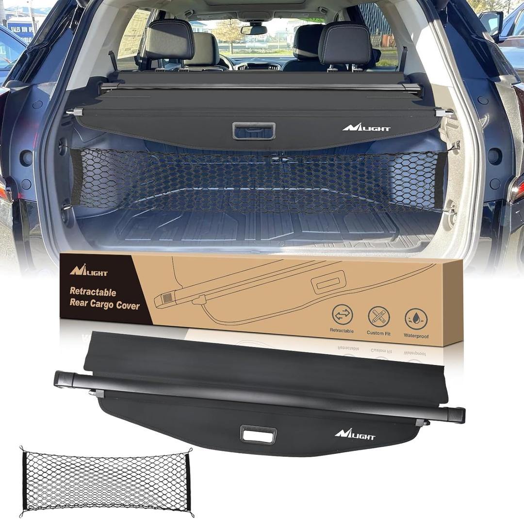 Nilight Cargo Cover Fit for Chevy Equinox GMC Terrain 2018 2019 2020 2021 2022 2023 2024 2025, Retractable Privacy Security Shield Shade Rear Trunk Cover, with Trunk Storage Net